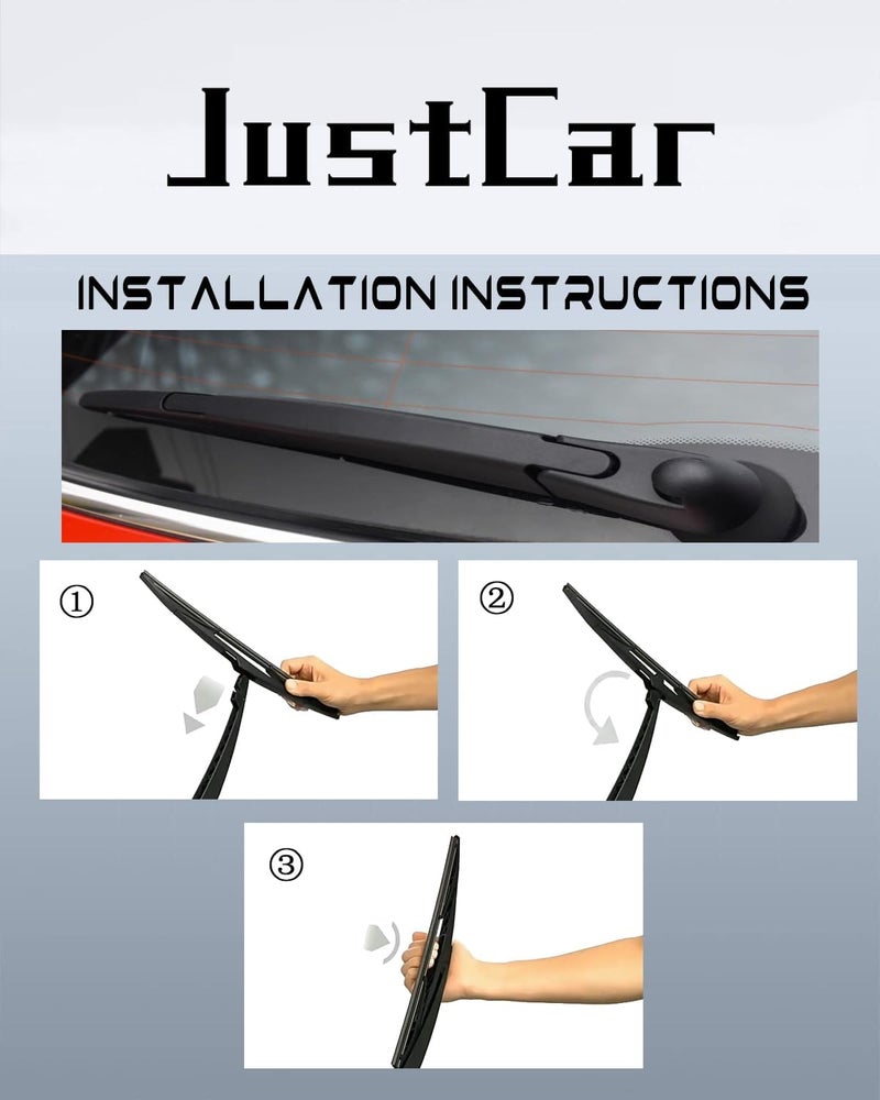 JustCar شفرة ممسحة خلفية سيليكون 12 بوصة بديلة لنيسان روج 2021-2008 جوك 2017-2011 كيكز 2020-2013 باثفايندر 20-13 قاشقاي 21-17 / بنز M GLE 19-06 GL GLS 21-07 - Image 5